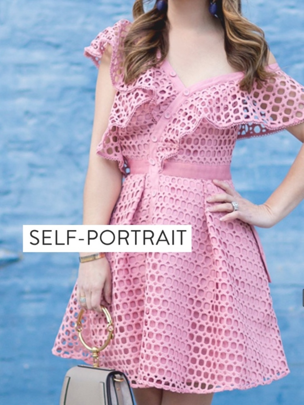 Self - Portrait Pink crochet dress, S, GL1405
